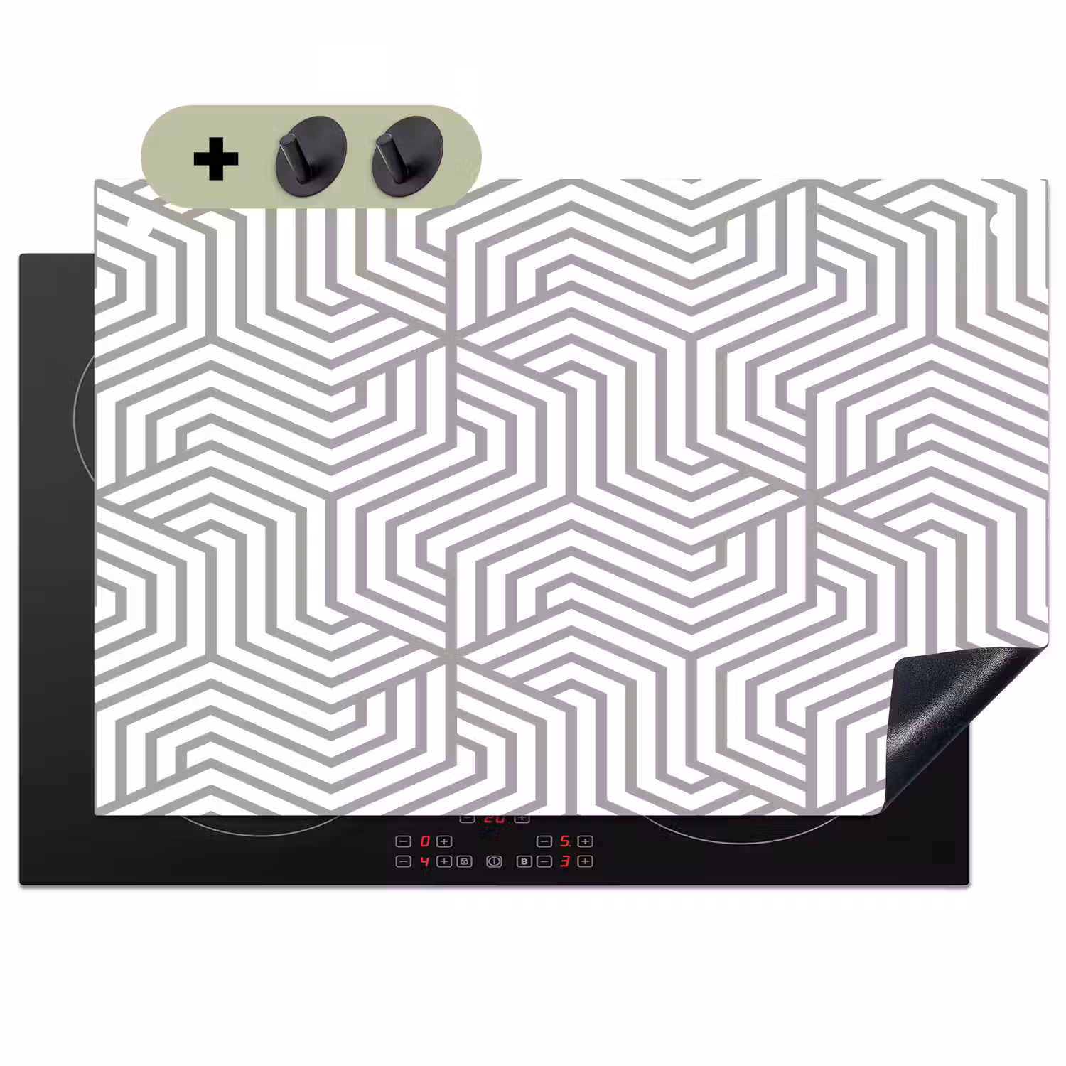 Lijn - Design - Geometrie - Patroon Inductie beschemer met haakjes klein 777 -3d