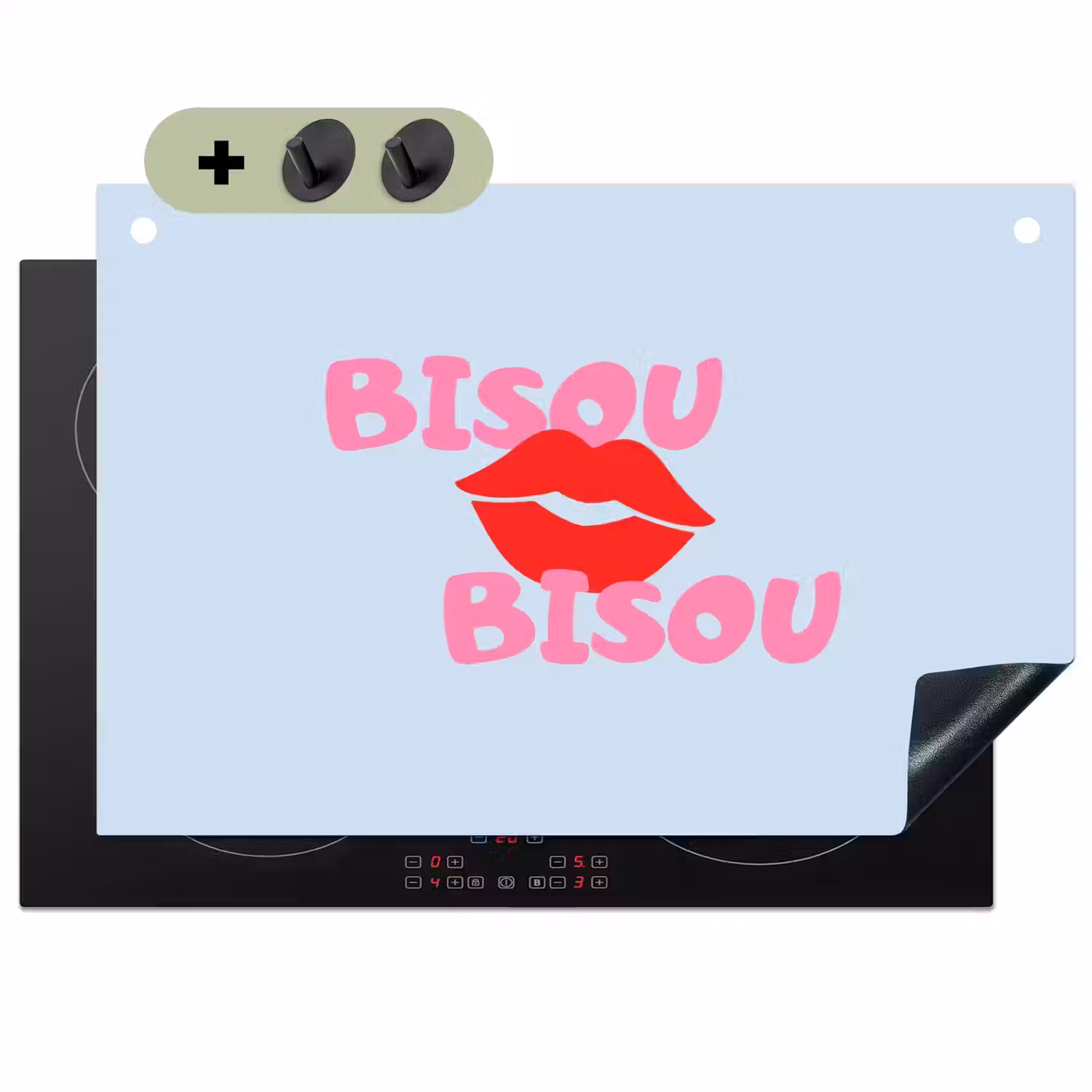 Lippen - Bisou - Blauw Inductie beschemer met haakjes klein -3d