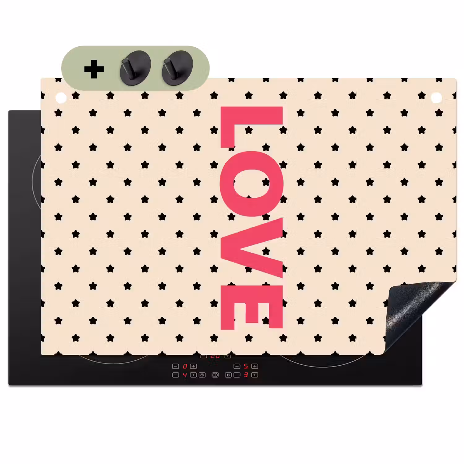 Love - Stippen - Roze Inductie beschemer met haakjes klein -3d