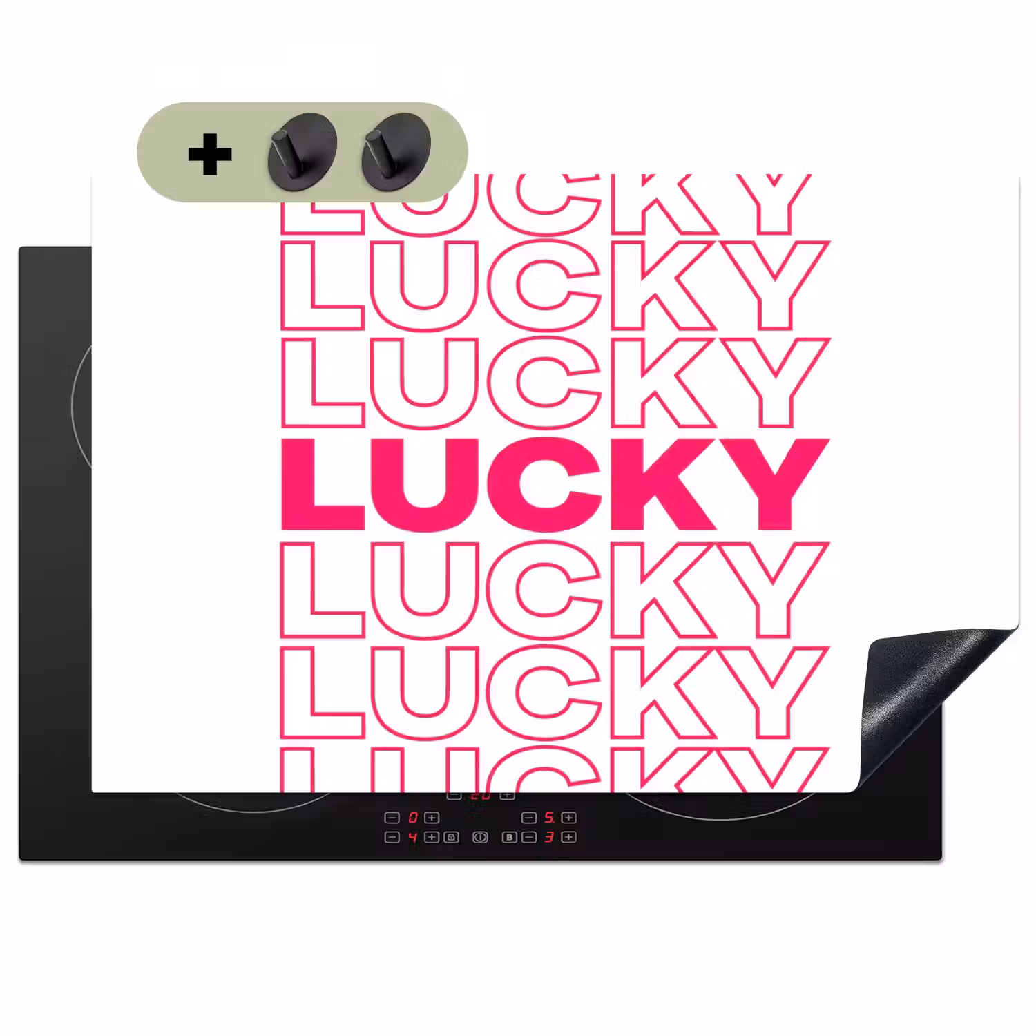 Lucky - Roze - Patroon Inductie beschemer met haakjes klein -3d