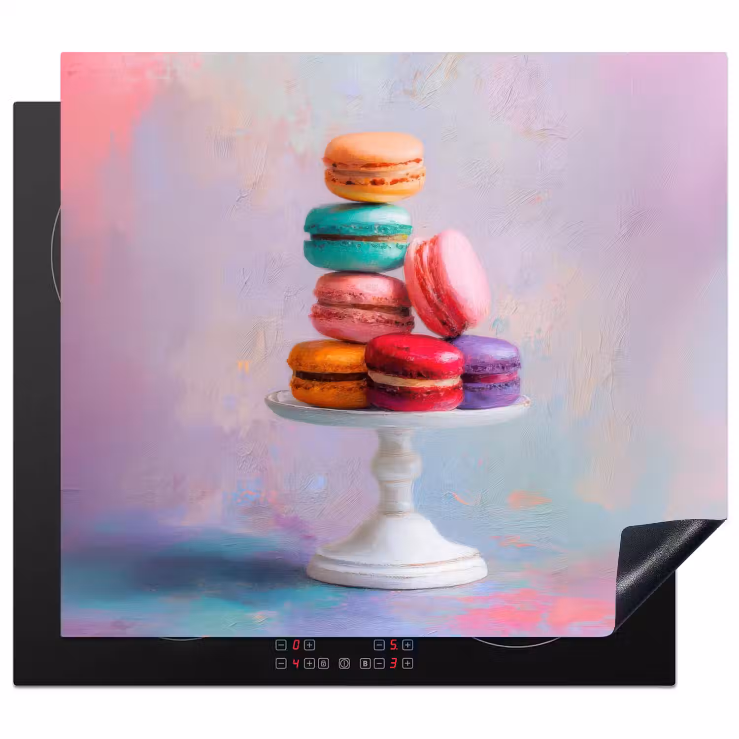 Macarons - Schaal - Pastel - Kleurrijk Inductie beschermer vinyl 3mm middel -3d
