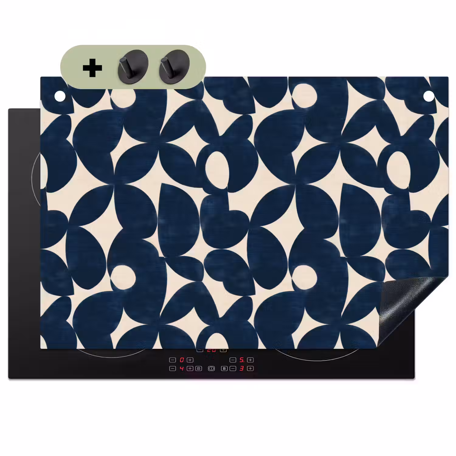 Modern - Geometrisch - Blauw Inductie beschemer met haakjes klein 777 -3d