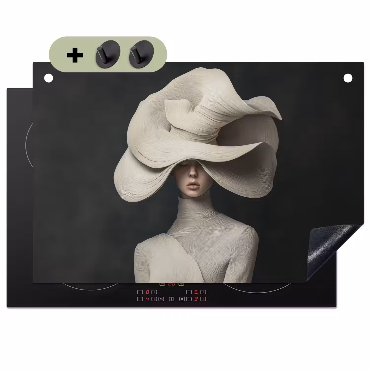 Modern - Vrouw - Hoed Inductie beschemer met haakjes klein -3d
