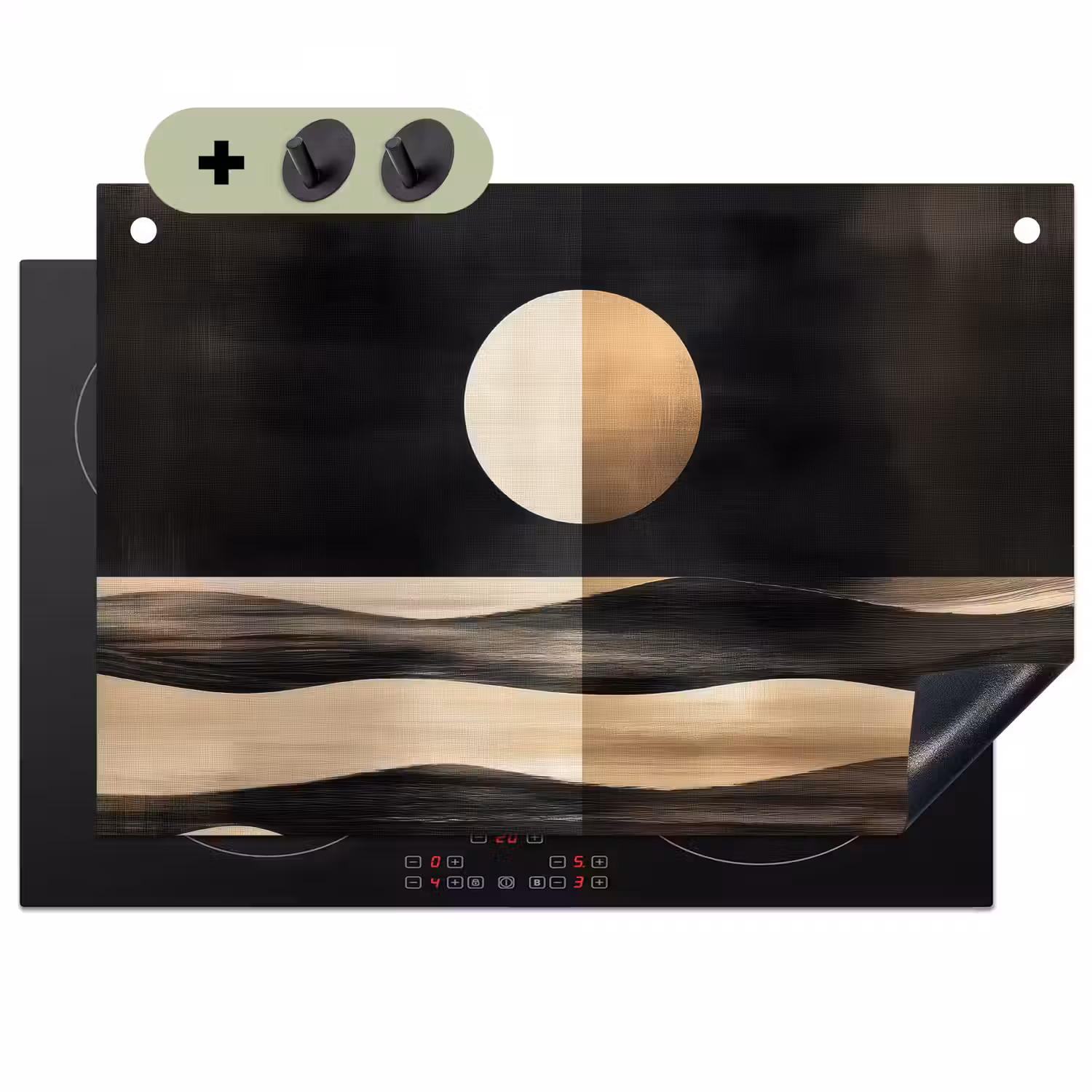 Maan - Cirkel - Goud Inductie beschemer met haakjes klein -3d