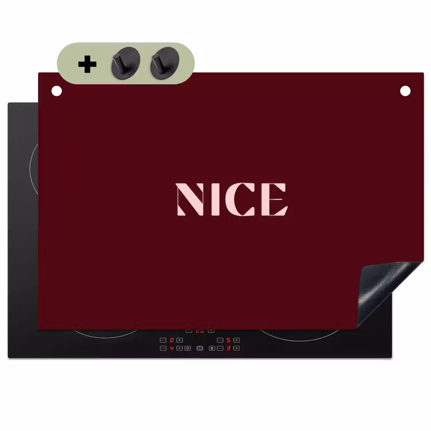 Nice - Bordeaux - Roze Inductie beschemer met haakjes klein -3d