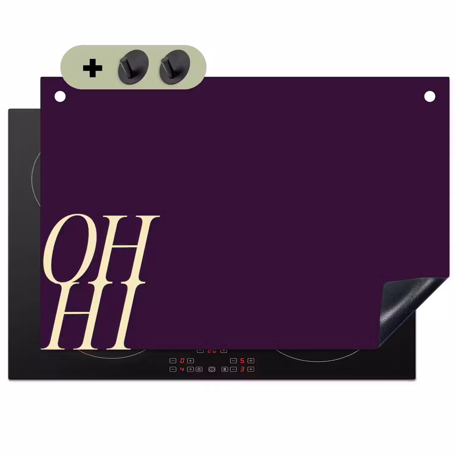 Oh hi - Paars - Cursief Inductie beschemer met haakjes klein -3d