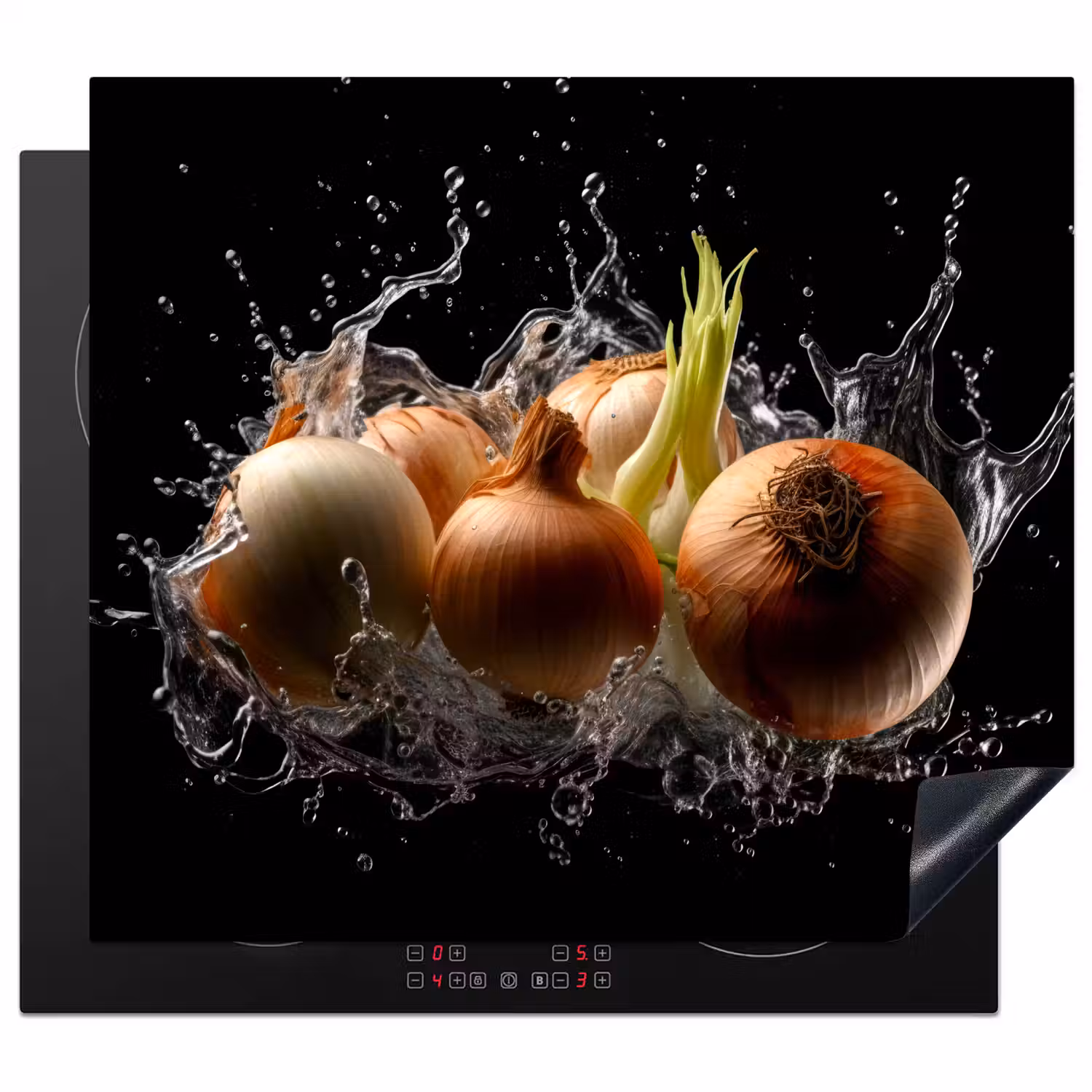Ui - Groente - Bruin - Water - Zwart Inductie beschermer vinyl 3mm middel -3d