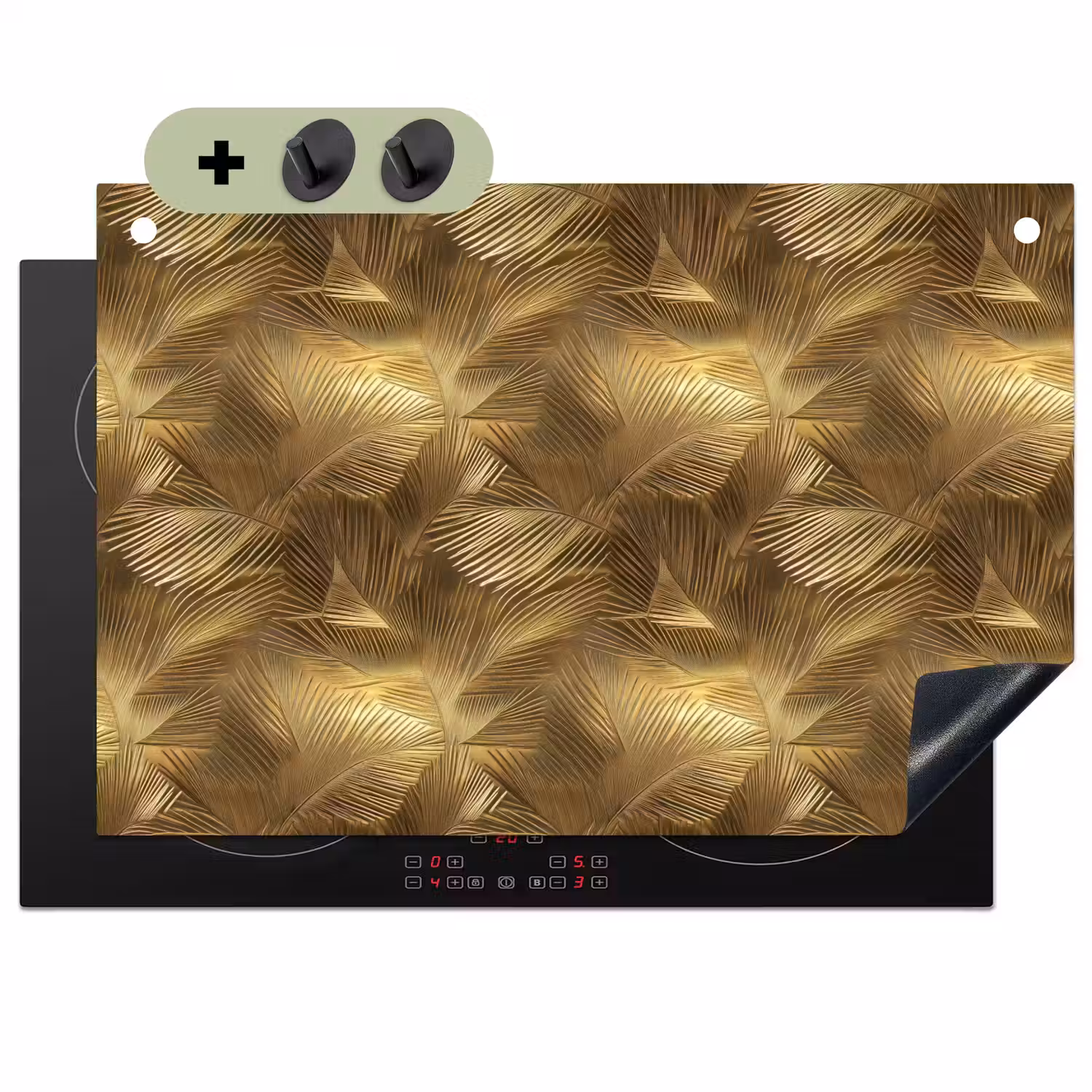 Palm - Waaier - Goud Inductie beschemer met haakjes klein 777 -3d
