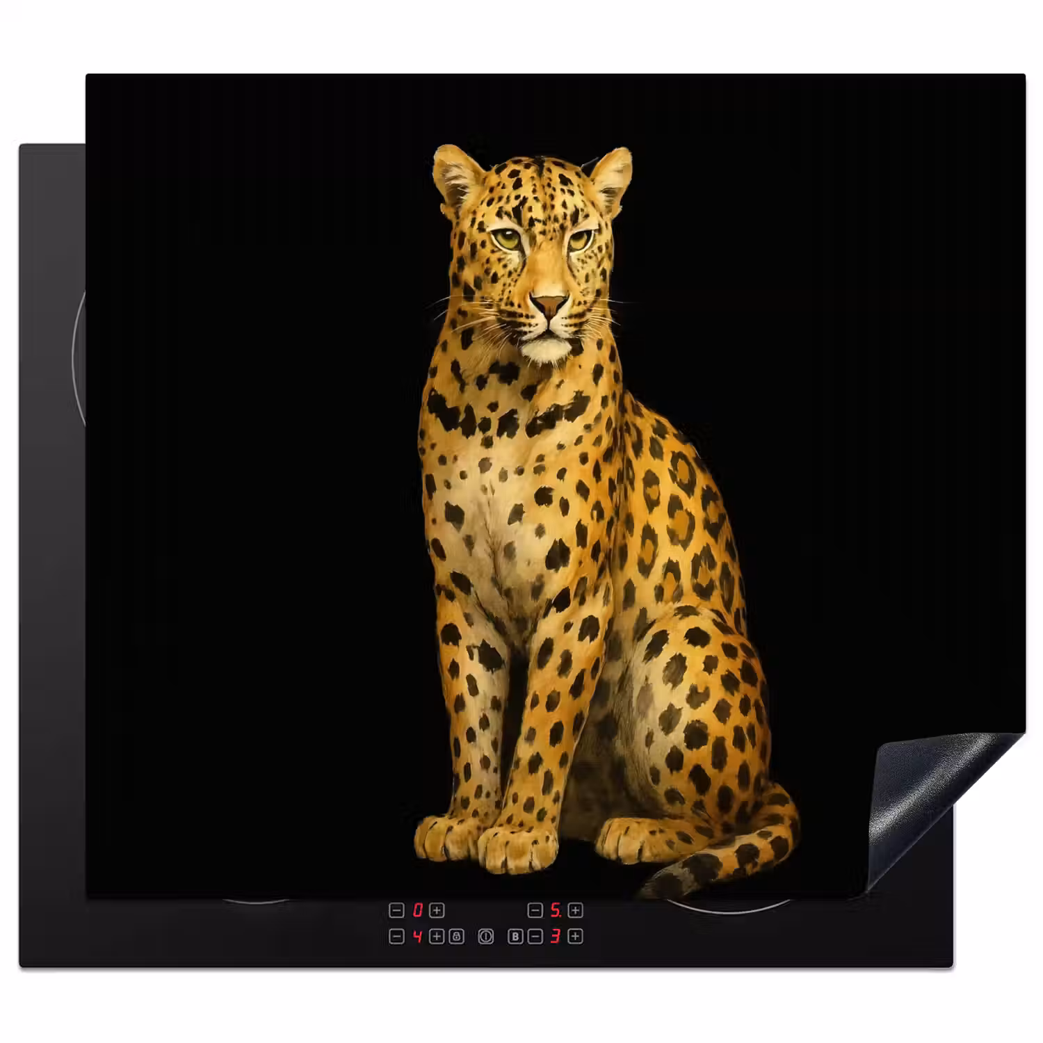 Panter - Realistisch - Bruin Inductie beschermer vinyl 3mm middel -3d