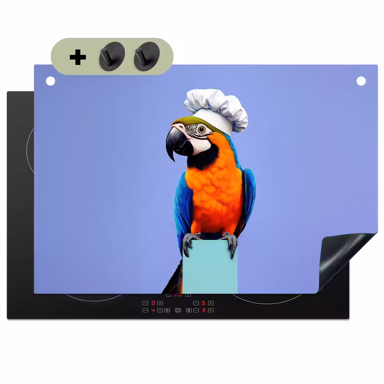 Papegaai - Koksmuts - Vogel - Leuk Inductie beschemer met haakjes klein -3d