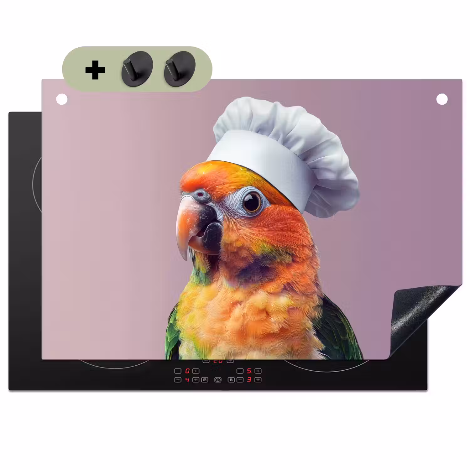 Papegaai - Koksmuts - Nieuwsgierig - Vogel Inductie beschemer met haakjes klein -3d