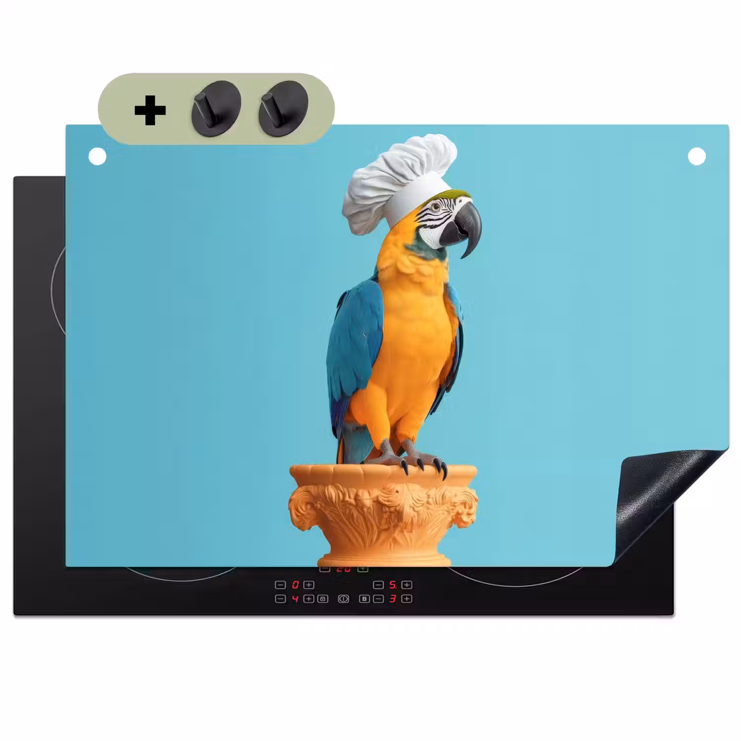 Papegaai - Koksmuts - Grappig - Vogel Inductie beschemer met haakjes klein -3d