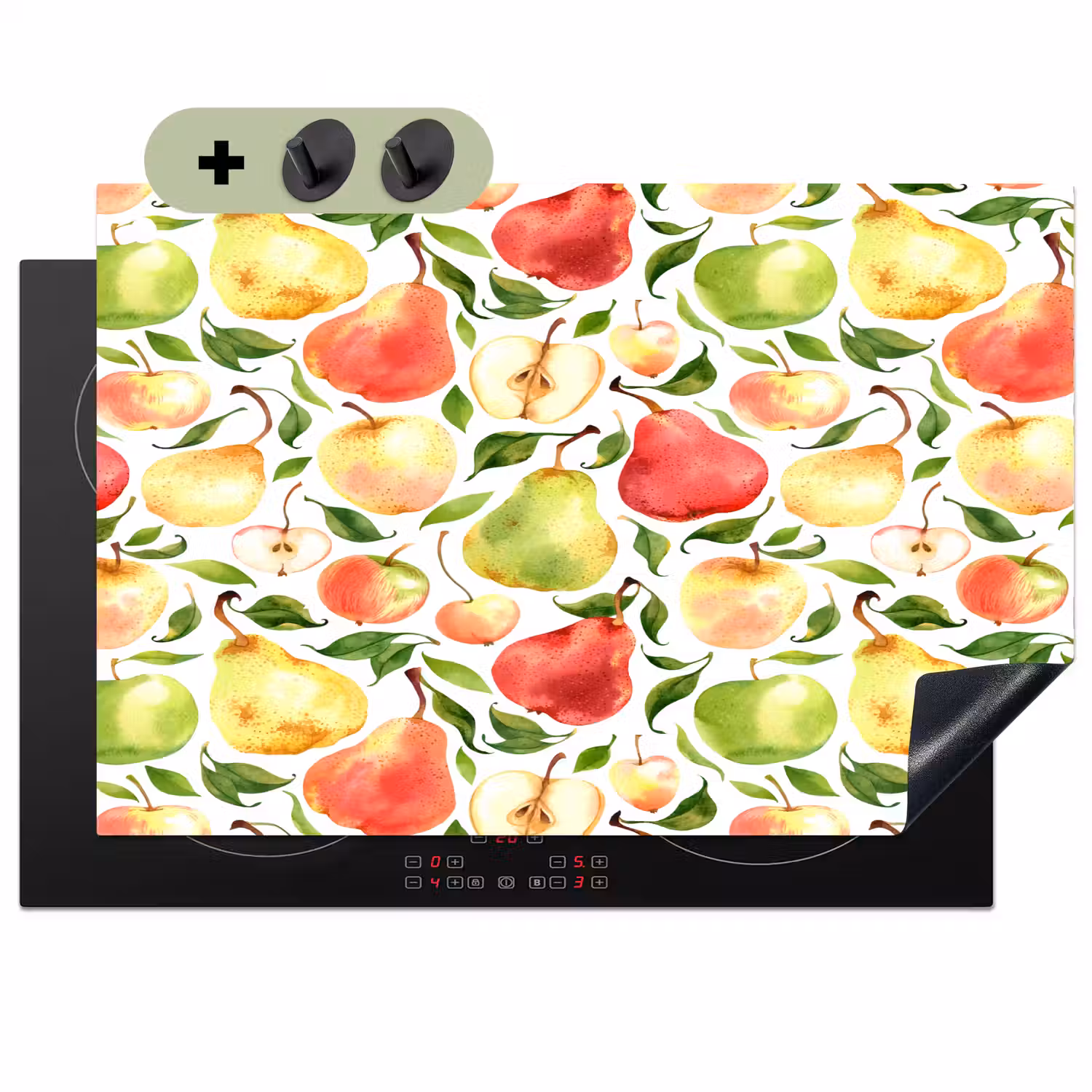 Patroon - Appels - Peren Inductie beschemer met haakjes klein 777 -3d