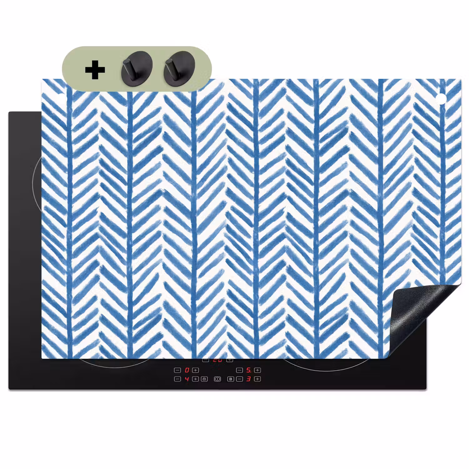 Patroon - Streep - Blauw Inductie beschemer met haakjes klein 777 -3d