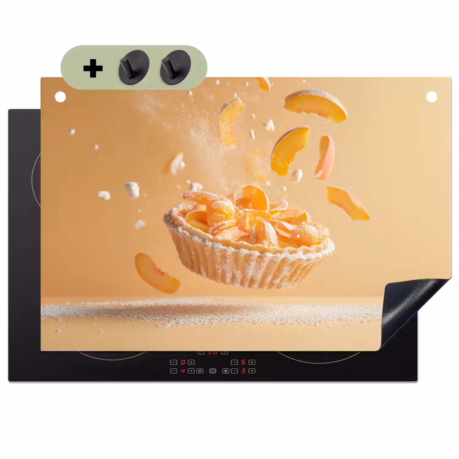 Peach - Eten - Taart - Oranje Inductie beschemer met haakjes klein -3d