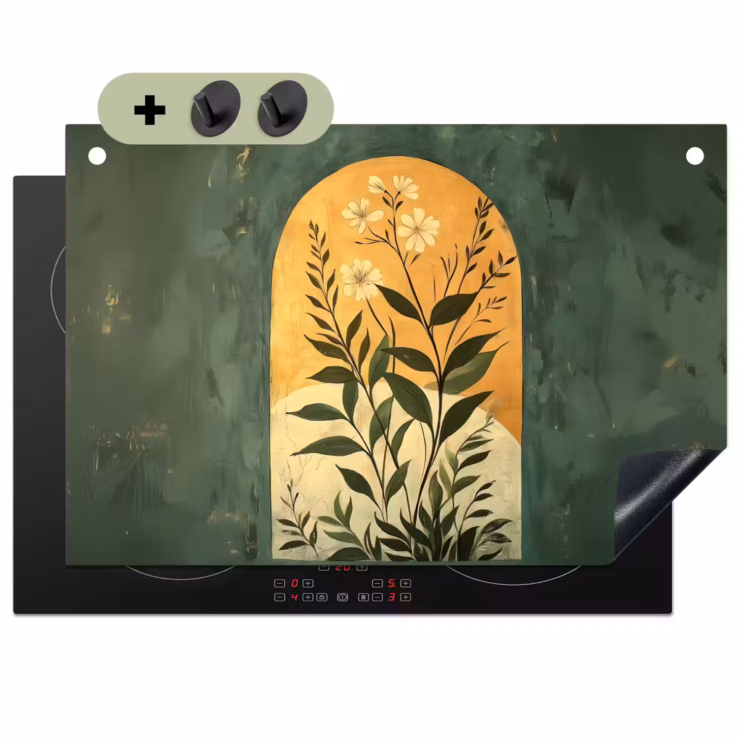 Plant - Bloemen - Wit Inductie beschemer met haakjes klein -3d