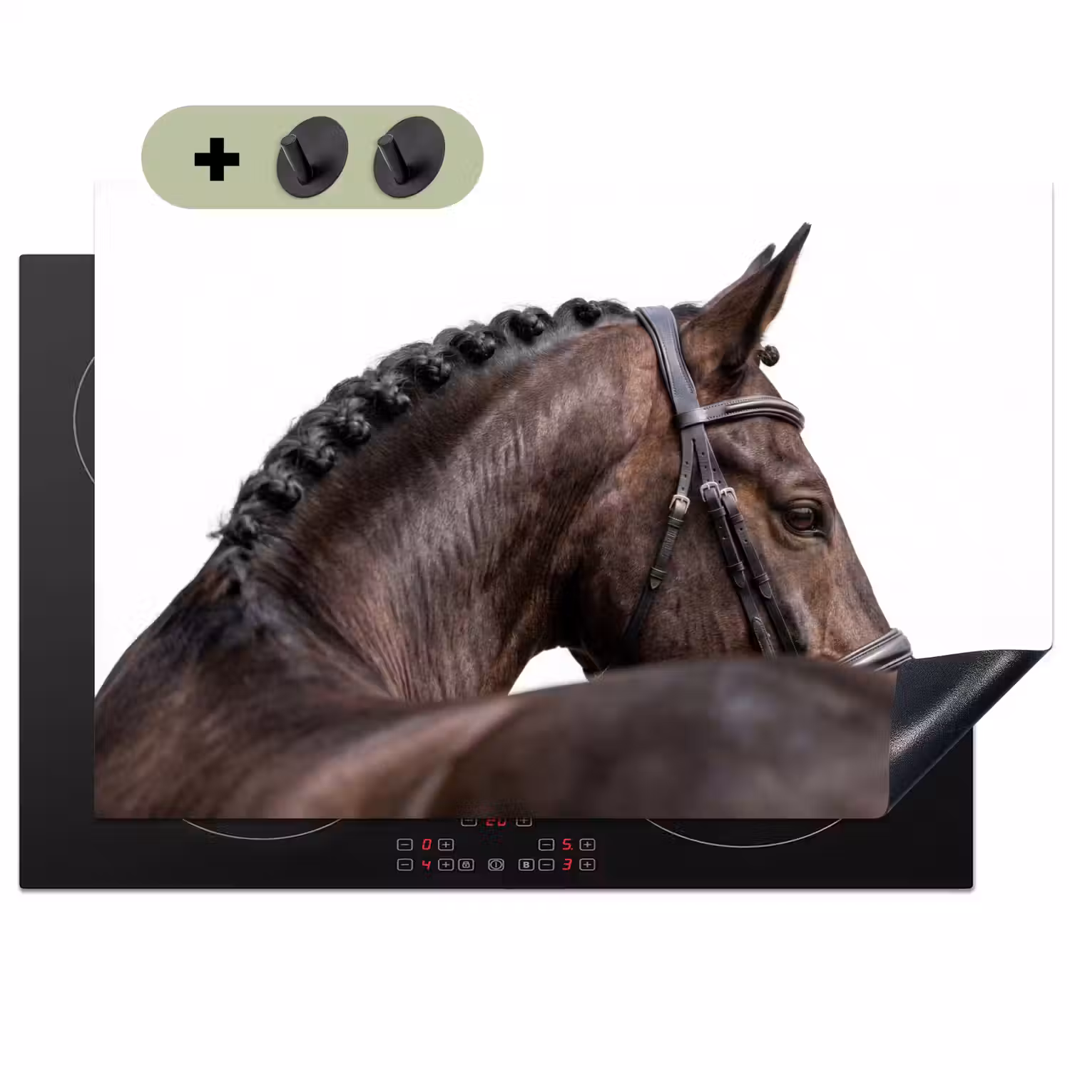 Portret - Paard - Elegant Inductie beschemer met haakjes klein -3d