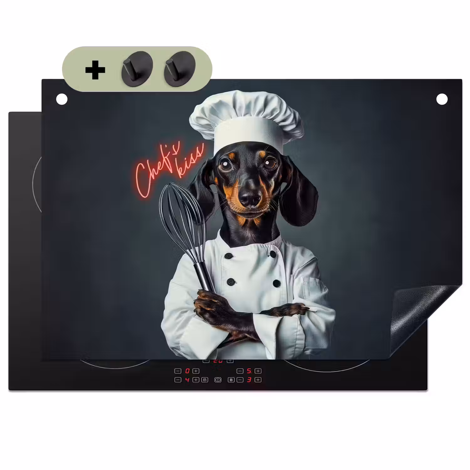 Quote - Neon - Hond - Kokskleding Inductie beschemer met haakjes klein -3d