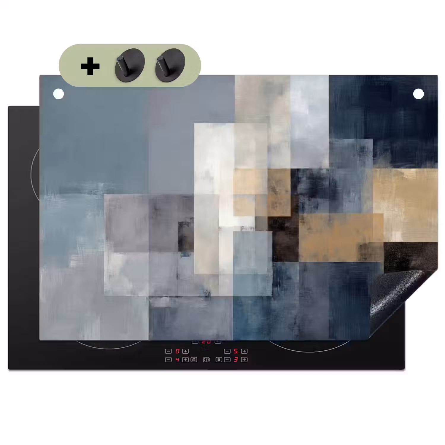 Rechthoeken - Abstract - Blauw Inductie beschemer met haakjes klein -3d