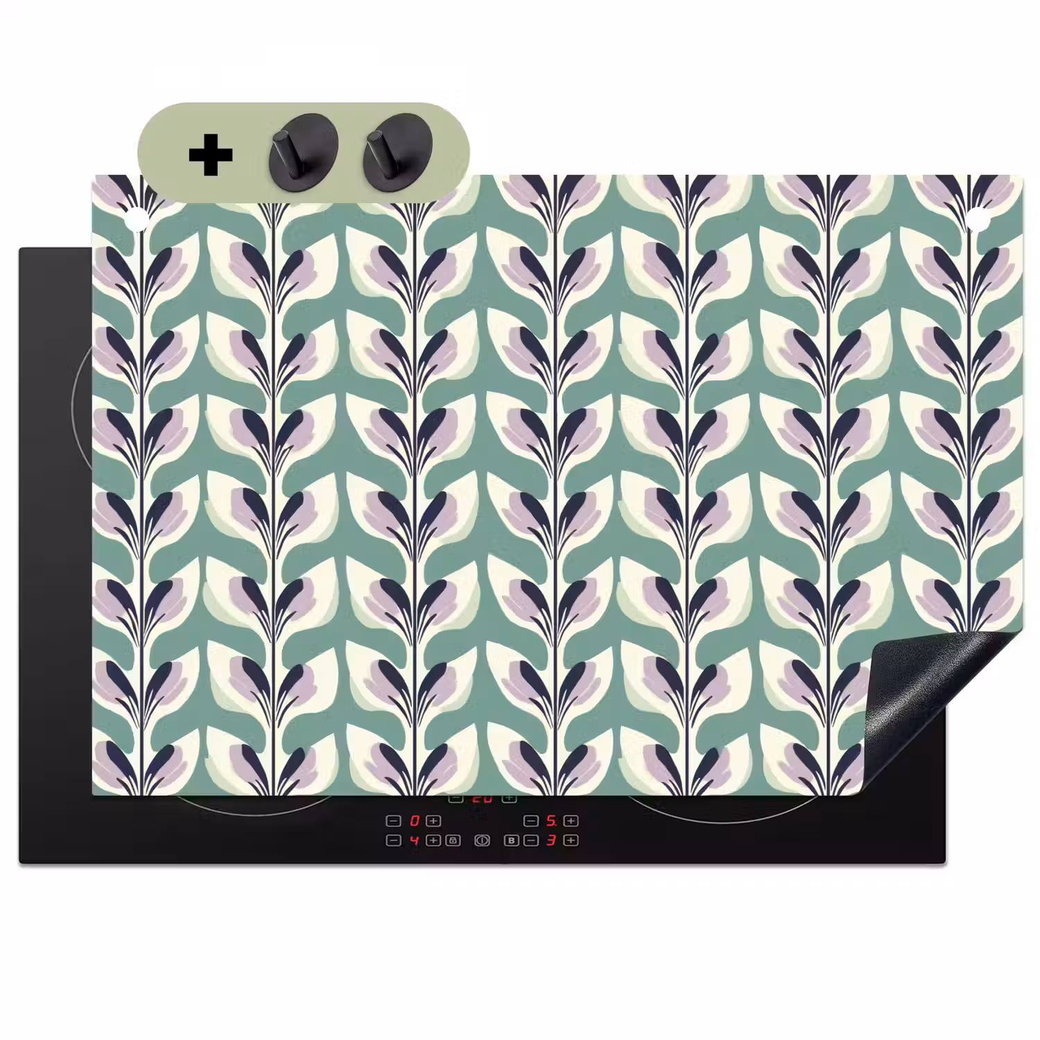 Retro - Modern - Groen Inductie beschemer met haakjes klein 777 -3d