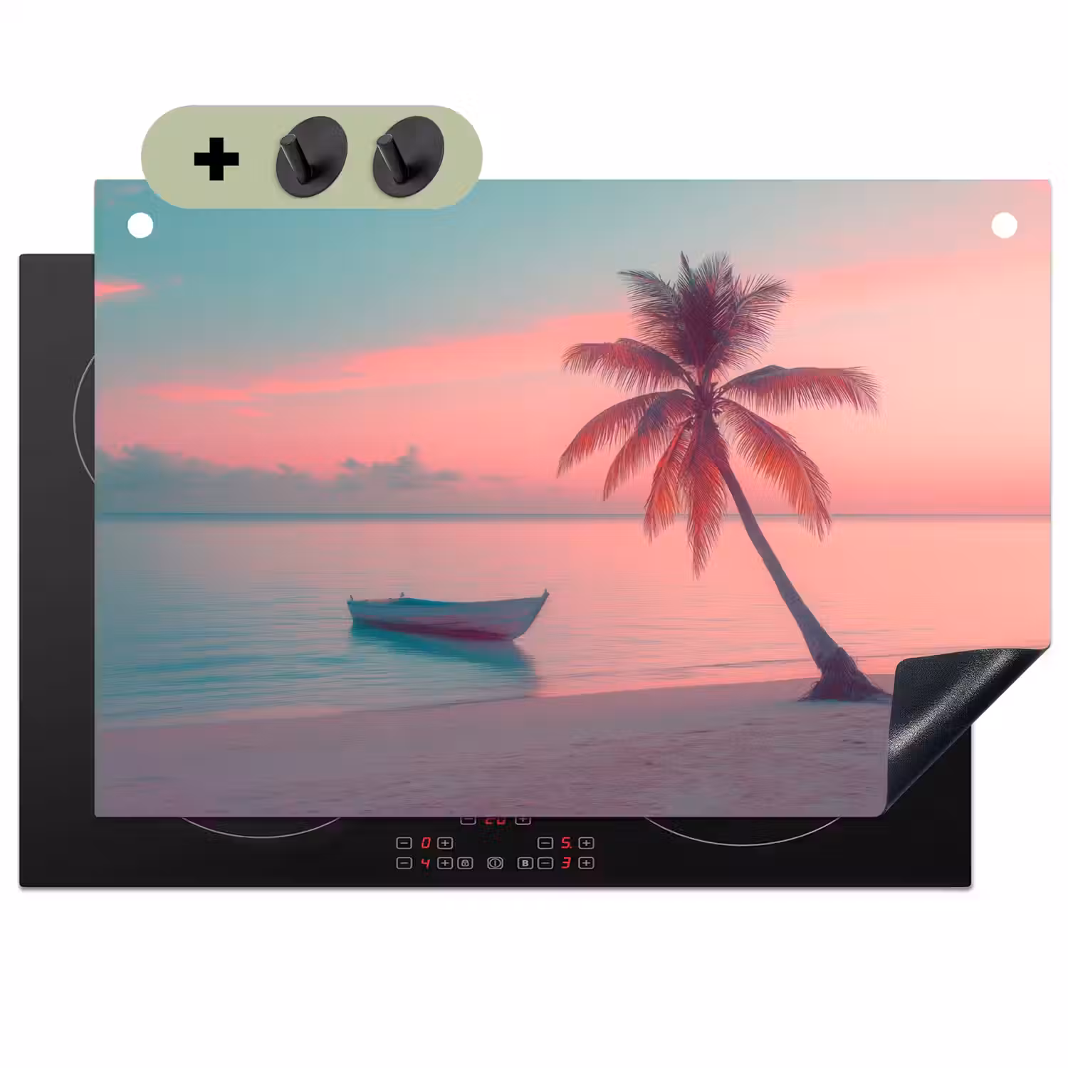 Zee - Boot - Zonsondergang Inductie beschemer met haakjes klein -3d