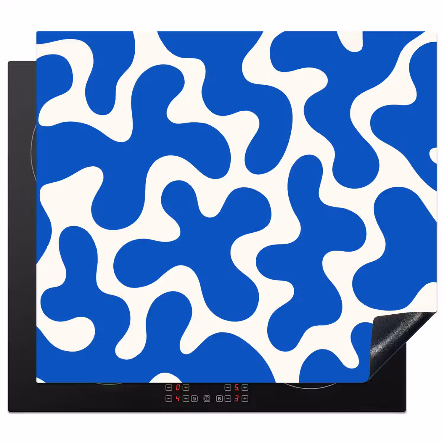 Vormen - Abstract - Blauw - Golven Inductie beschermer vinyl 3mm middel -3d