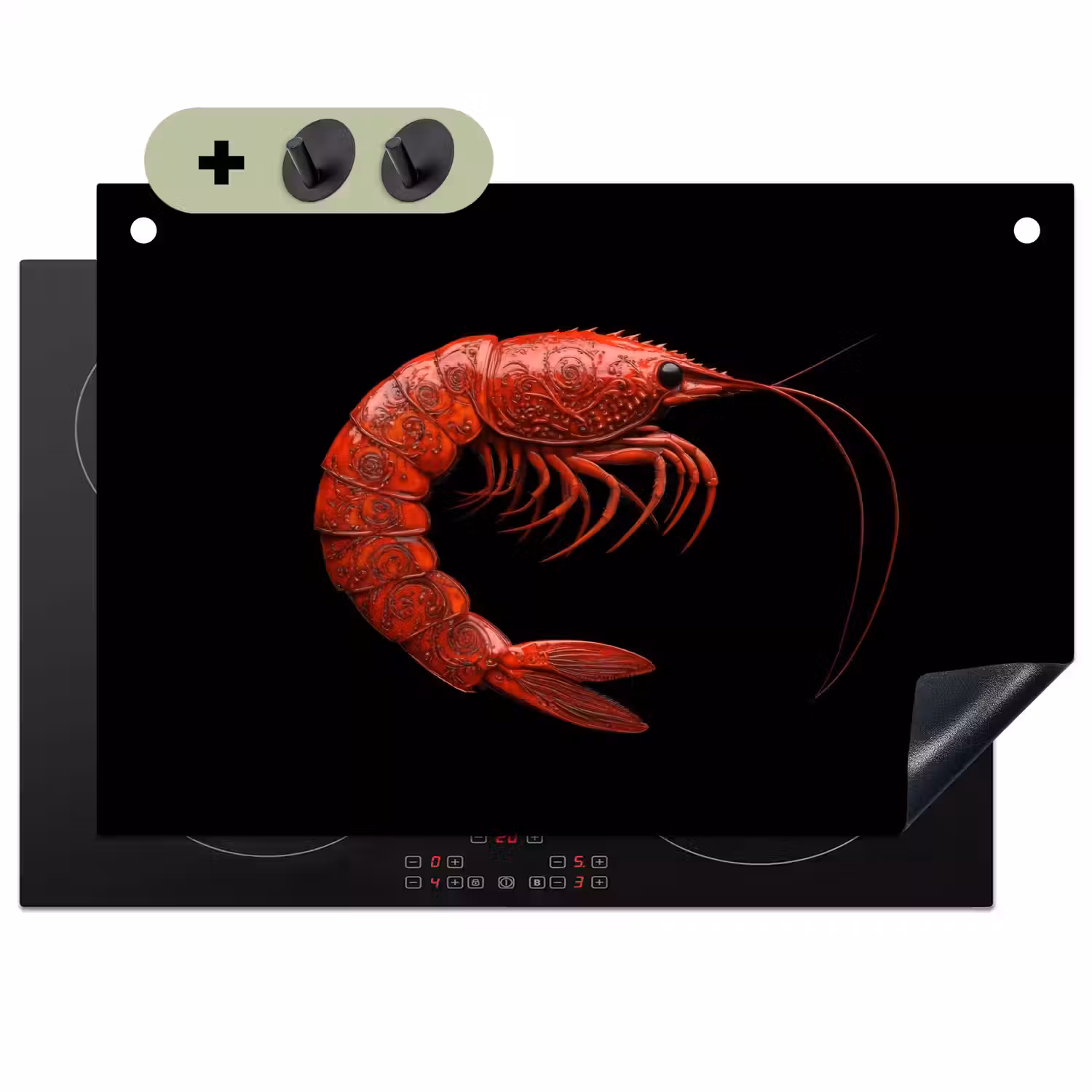 Garnaal - Rood - Dieren Inductie beschemer met haakjes klein -3d