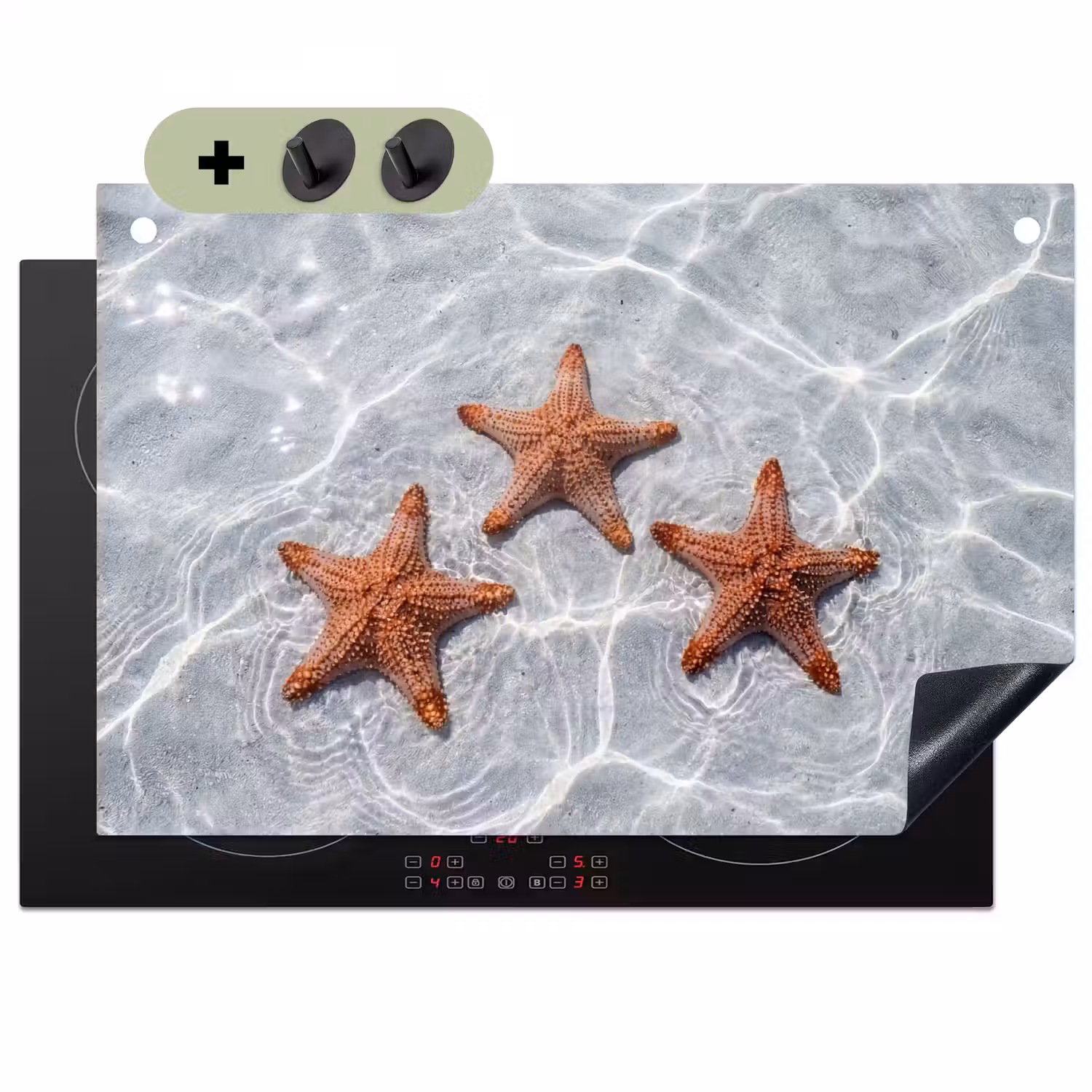 Zeesterren - Water - Helder Inductie beschemer met haakjes klein -3d