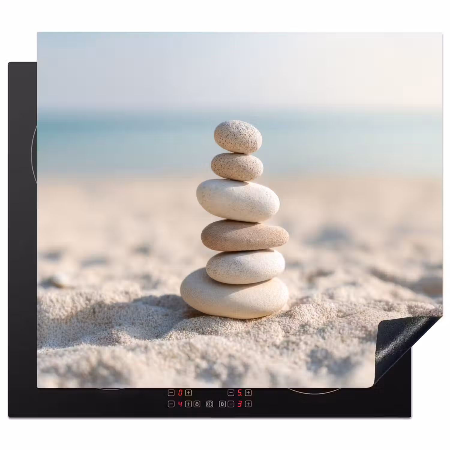 Stenen - Stapel - Zand - Zee Inductie beschermer vinyl 3mm middel -3d