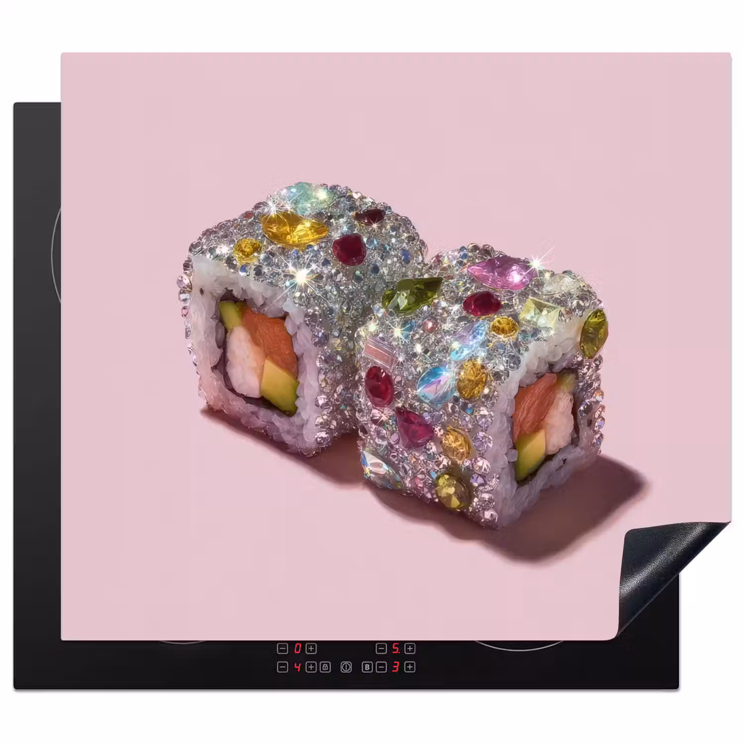 Sushi - Rolletjes - Steentjes - Kleurrijk Inductie beschermer vinyl 3mm middel -3d
