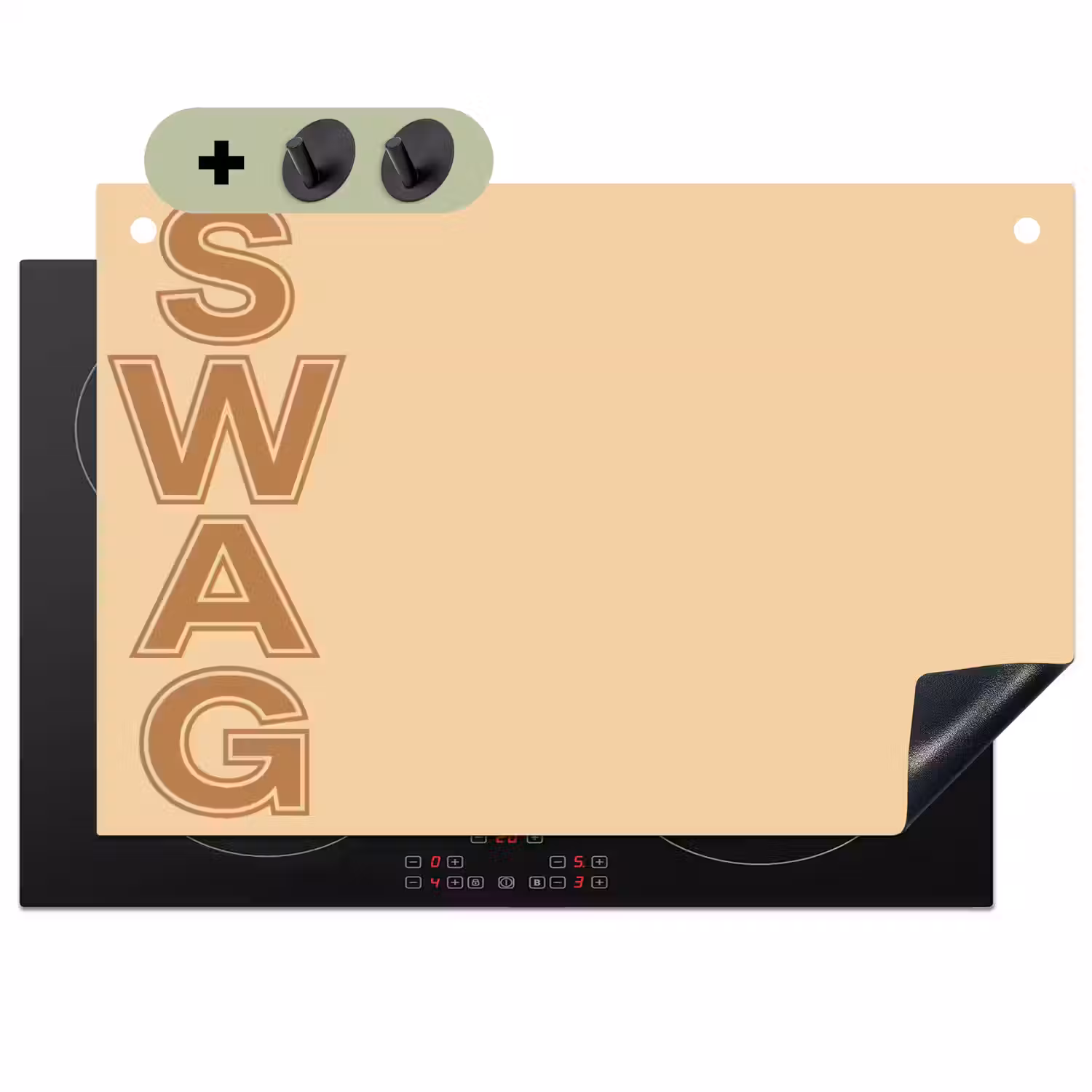 Swag - Bruin - Beige Inductie beschemer met haakjes klein -3d