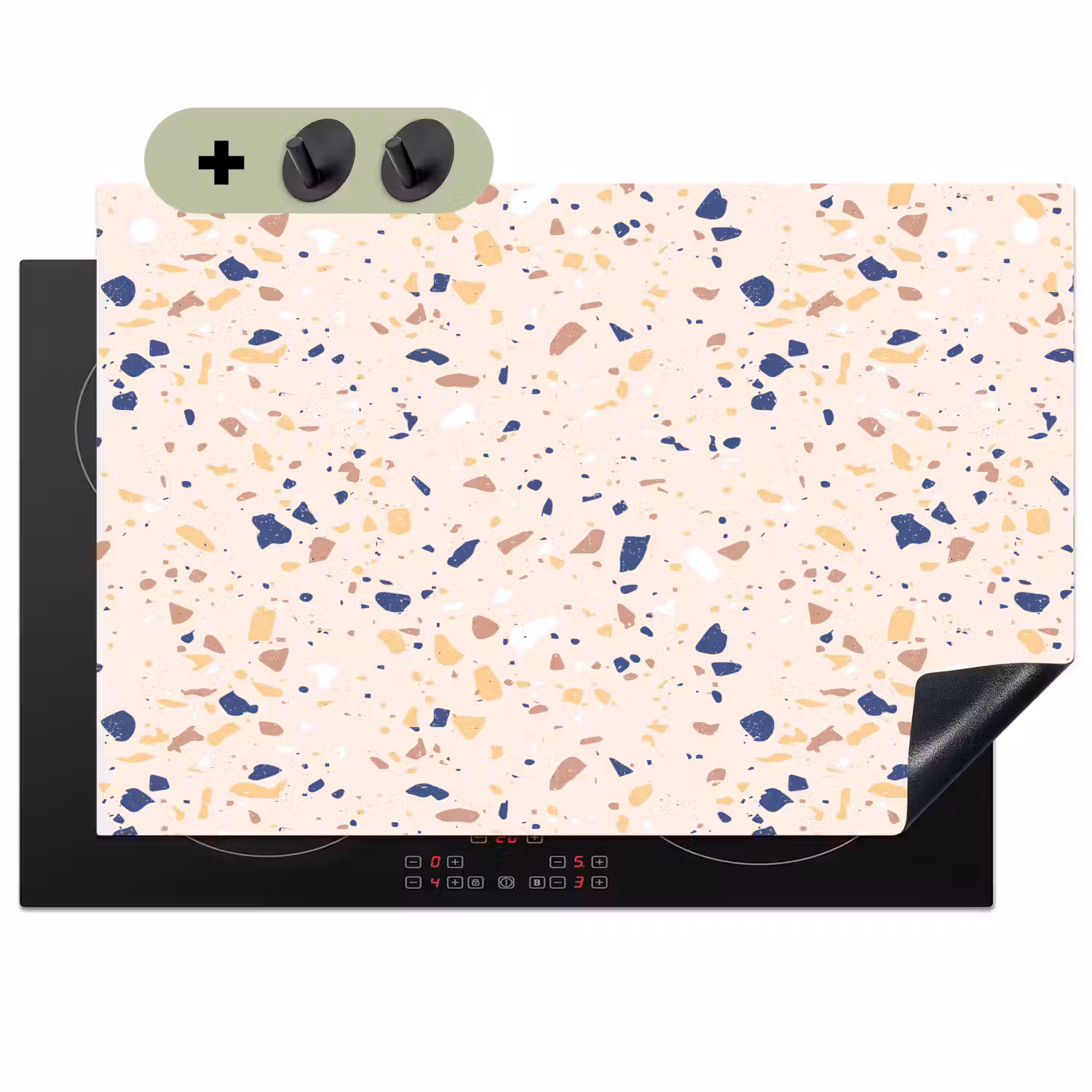 Terrazzo - Patroon - Kleurrijk - Indigo Inductie beschemer met haakjes klein 777 -3d
