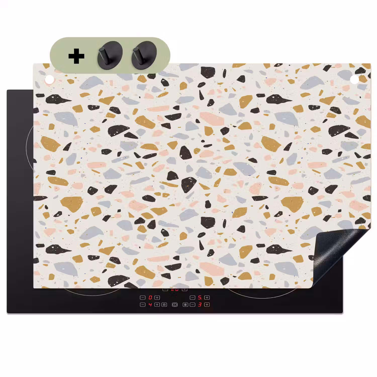 Terrazzo - Patroon - Neutraal - Zacht - Multi Inductie beschemer met haakjes klein 777 -3d