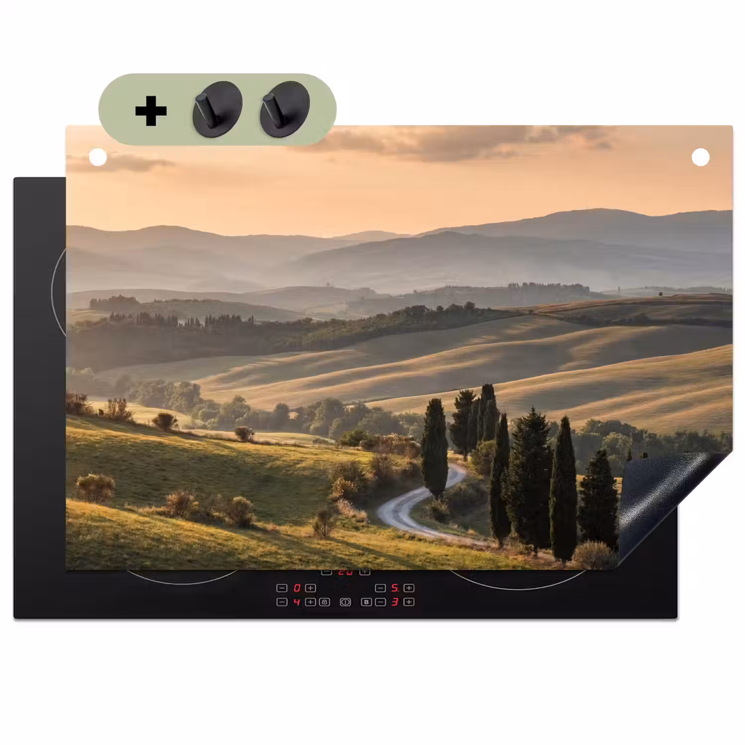 Toscaans - Landschap - Heuvels Inductie beschemer met haakjes klein -3d