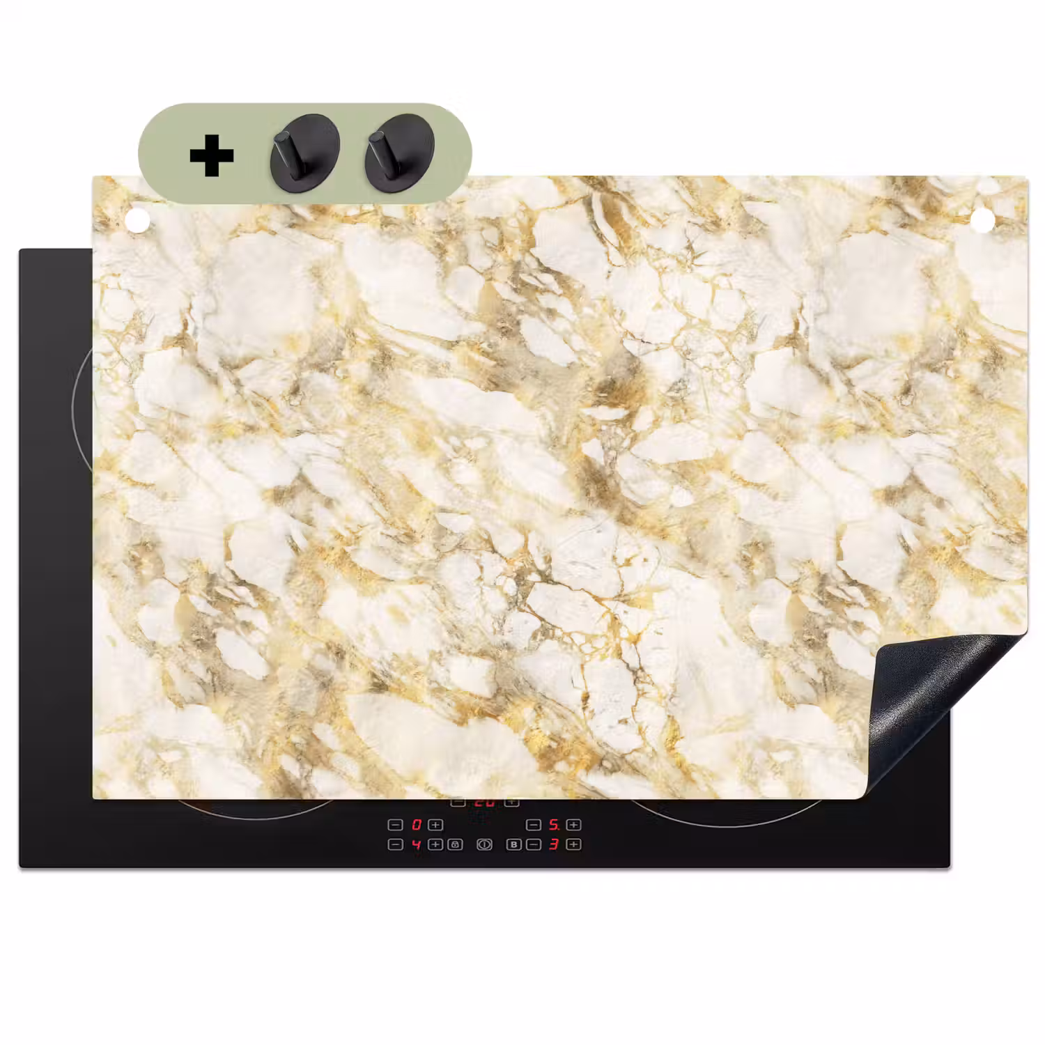 Warm - Gouden - Marmer - Patroon Inductie beschemer met haakjes klein 777 -3d