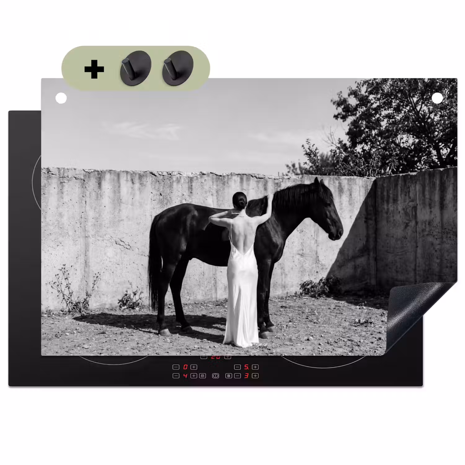Vrouw - Paard - Artistiek Inductie beschemer met haakjes klein -3d