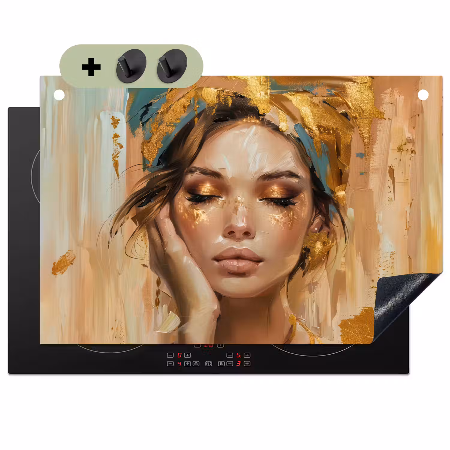 Vrouwen - Portret - Luxe - Goud Inductie beschemer met haakjes klein -3d