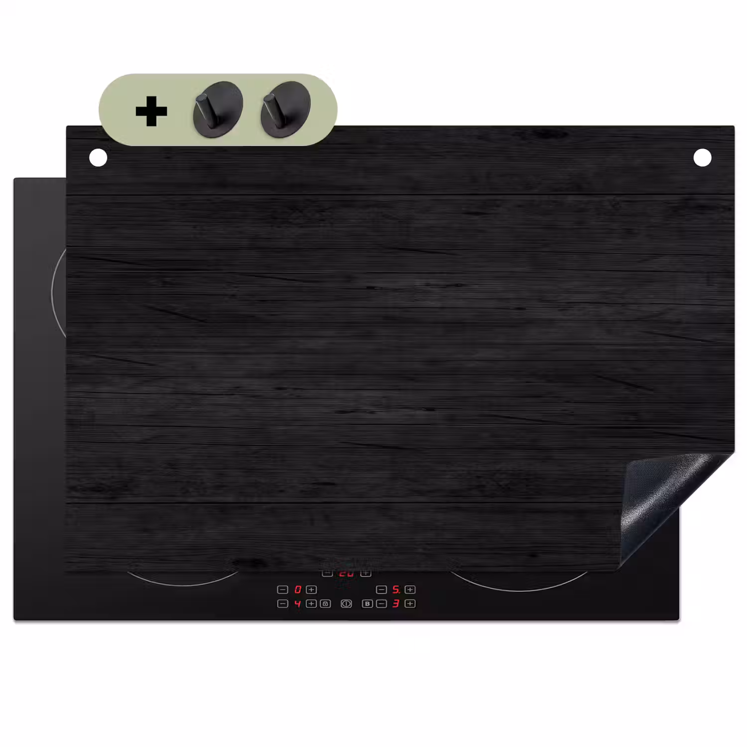 Hout - Plank - Textuur - Vintage Inductie beschemer met haakjes klein -3d