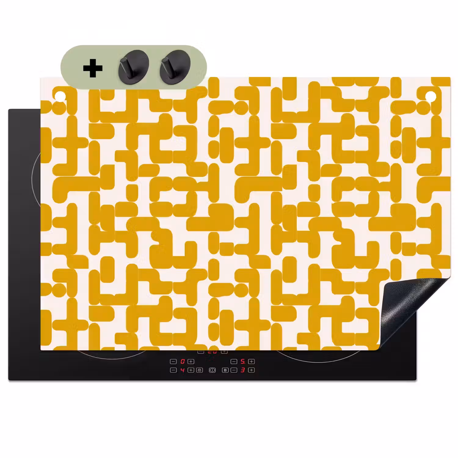 Geel - Beige - Patroon Inductie beschemer met haakjes klein 777 -3d