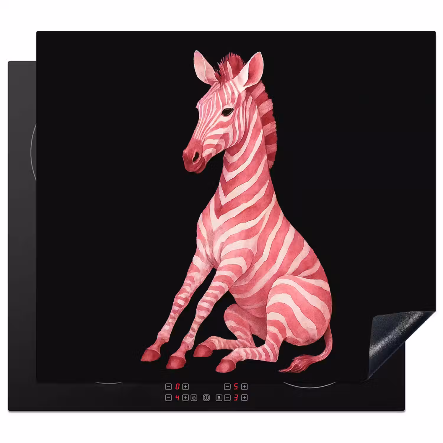 Zebra - Roze - Gestreept Inductie beschermer vinyl 3mm middel -3d