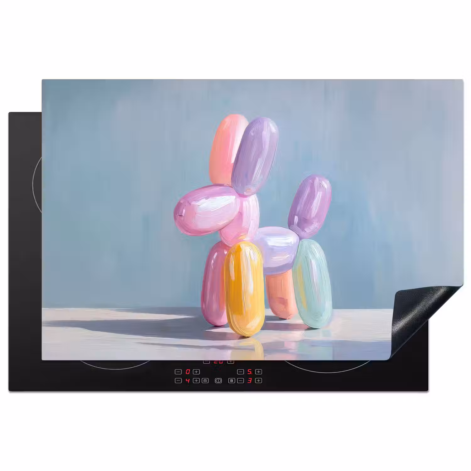 Dier - Ballon - Pasteltinten - Glanzend Inductie beschermer vinyl 3mm klein -3d