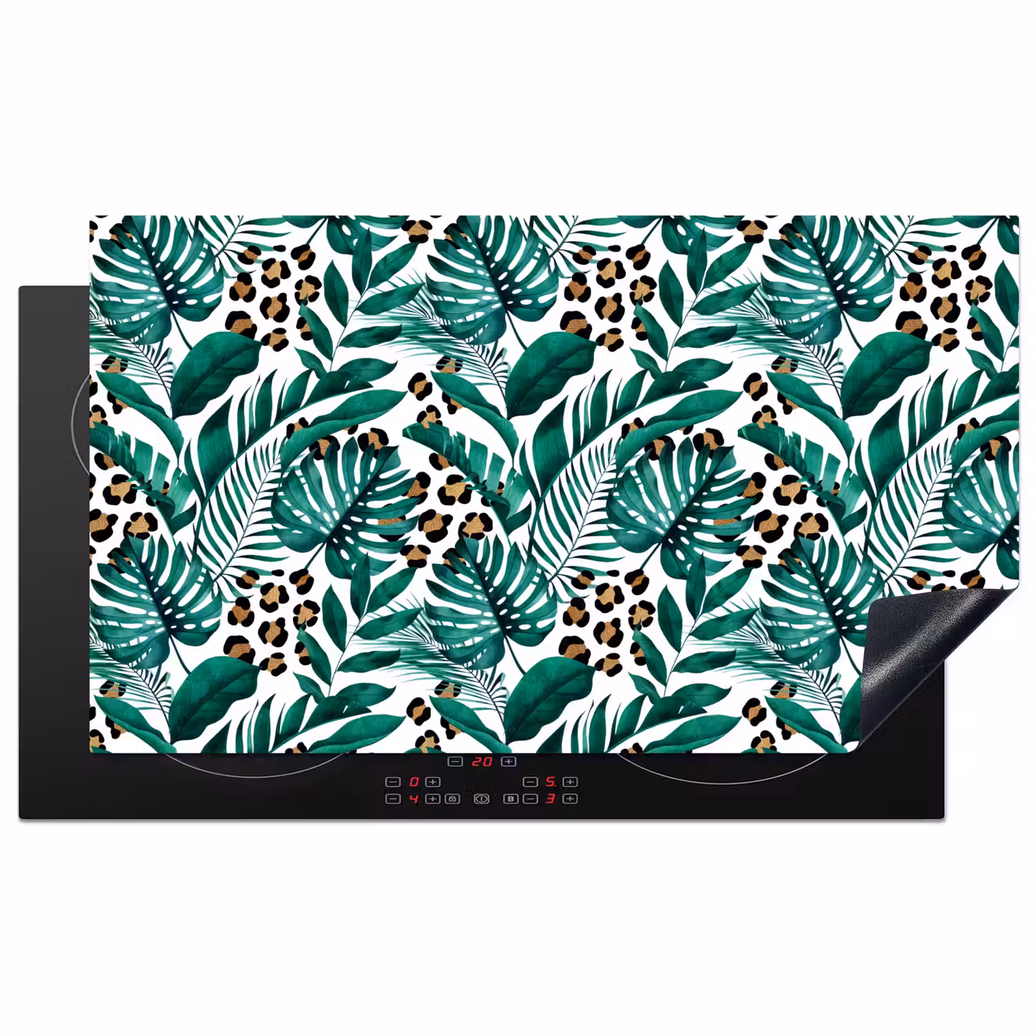 Dierenprint - Panter - Bladeren - Tropisch - Jungle Inductie beschermer vinyl 3mm groot -3d