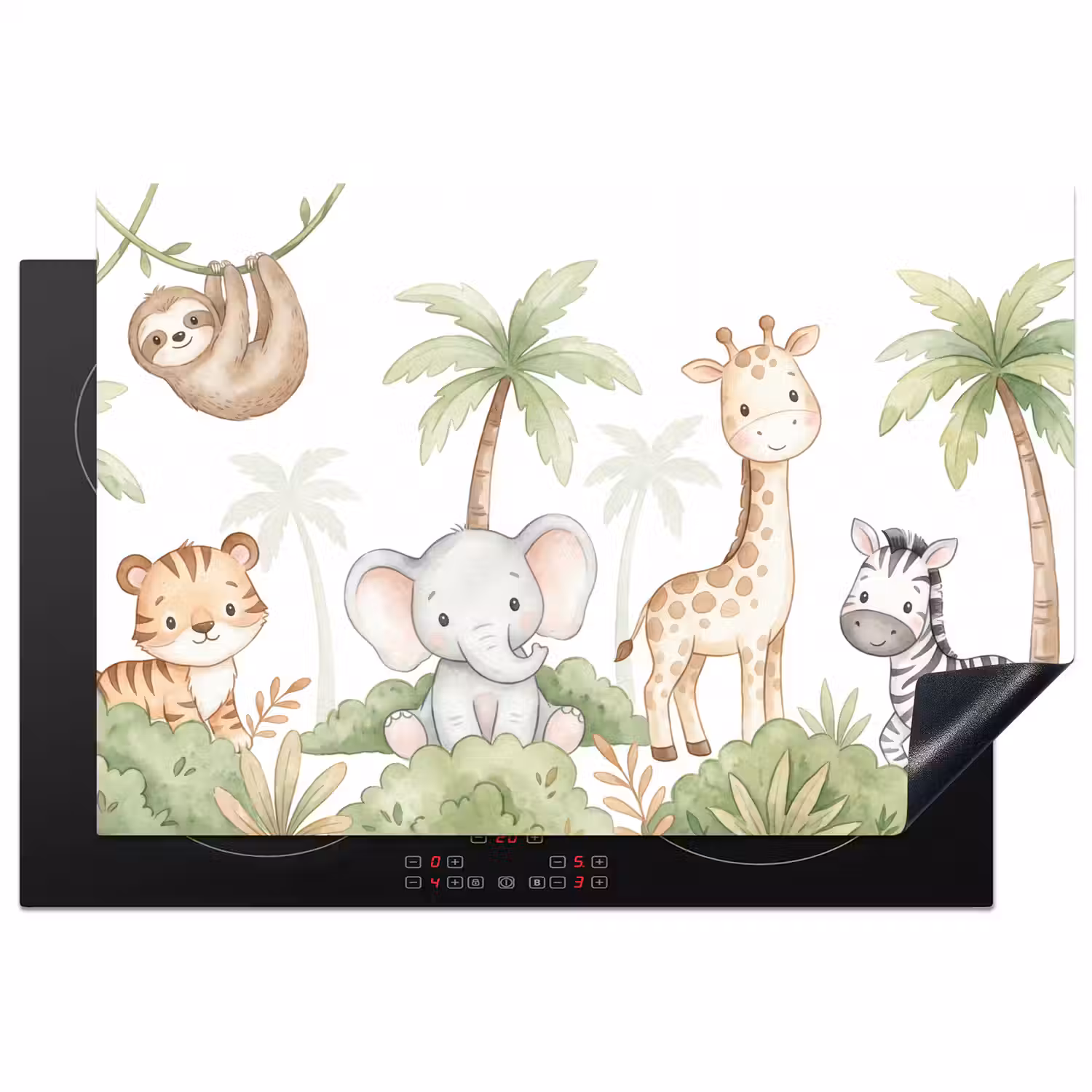 Dieren - Jungle - Pastel Inductie beschermer vinyl 3mm klein -3d