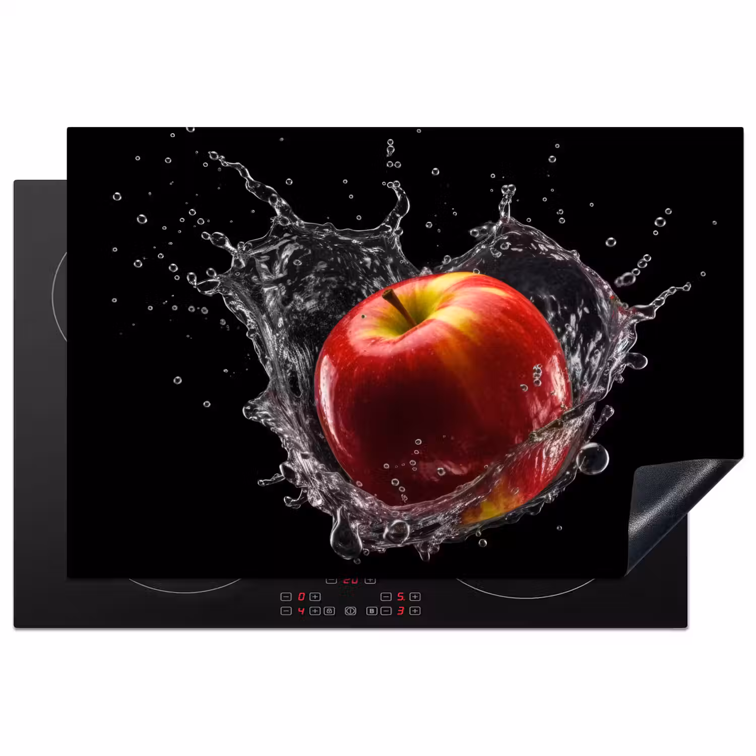 Appel - Rood - Water - Zwart - Fruit Inductie beschermer vinyl 3mm klein -3d