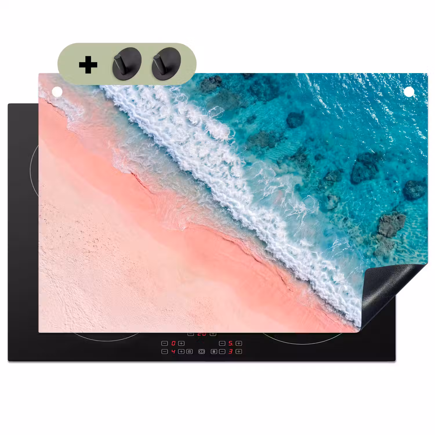 Strand - Oceaan - Golven - Roze Zand - Natuur Inductie beschemer met haakjes klein -3d