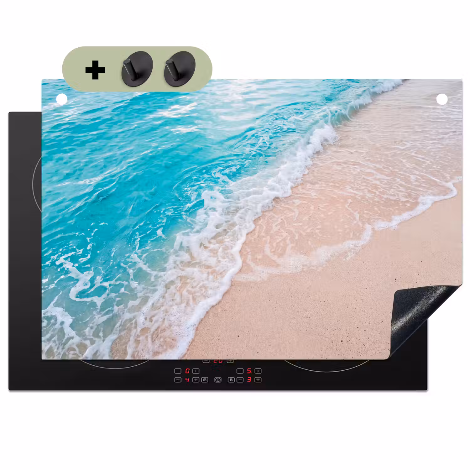 Strand - Zee - Golf - Natuur - Blauw Inductie beschemer met haakjes klein -3d