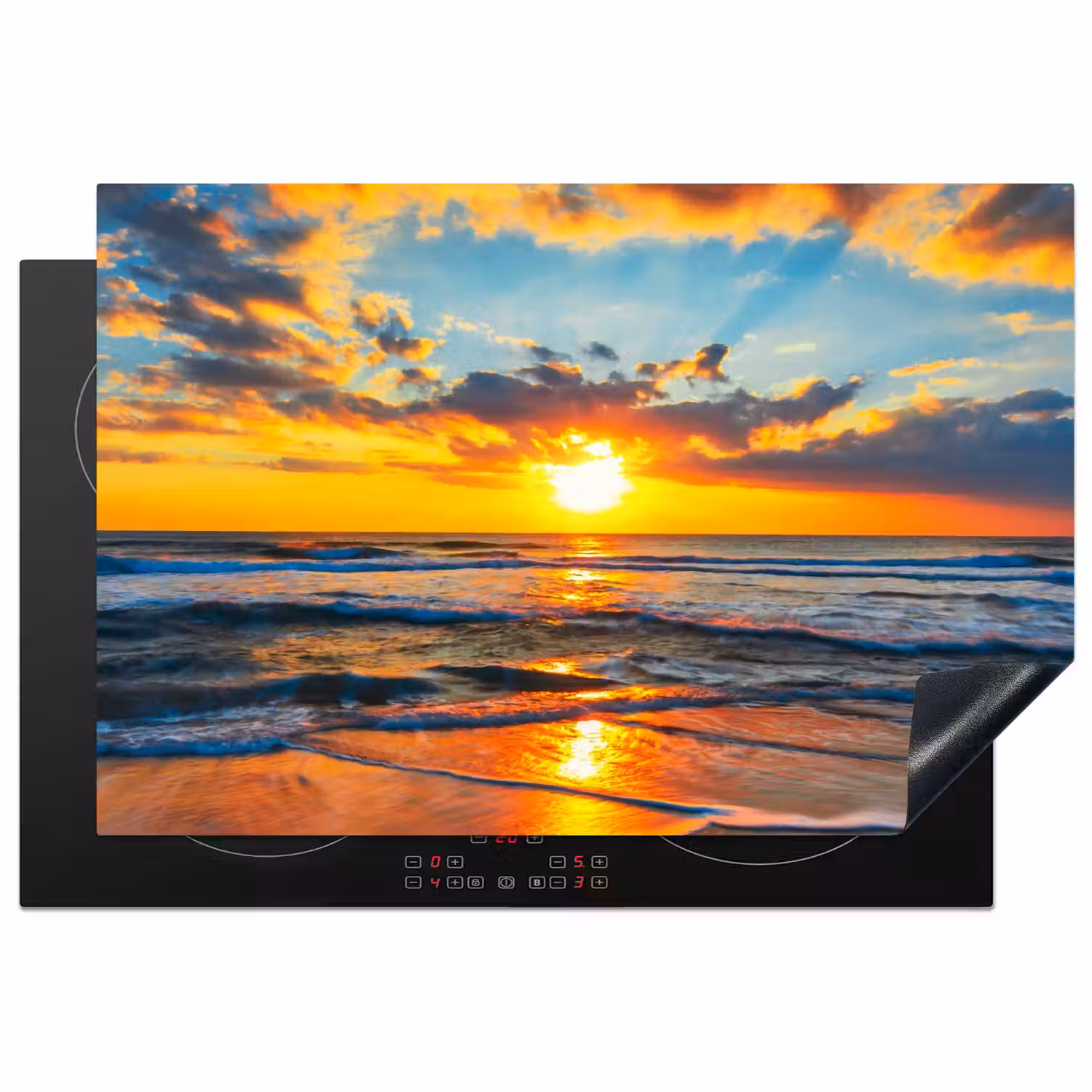 Strand - Zee - Zonsondergnag Inductie beschermer vinyl 3mm klein -3d