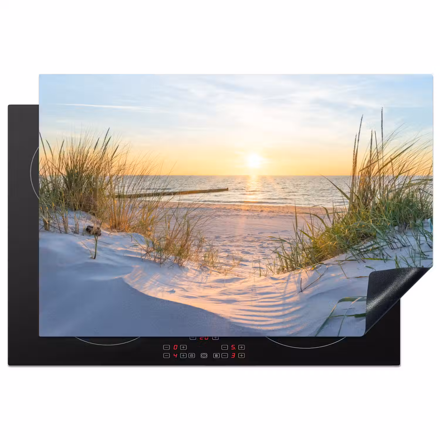 Strand - Zon - Duin - Gras - Zand - Horizon Inductie beschermer vinyl 3mm klein -3d