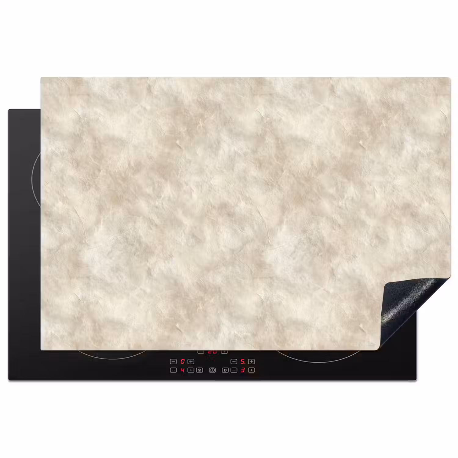 Beige - Reliëfstructuur - Natuursteen Inductie beschermer vinyl 3mm klein 276 -3d