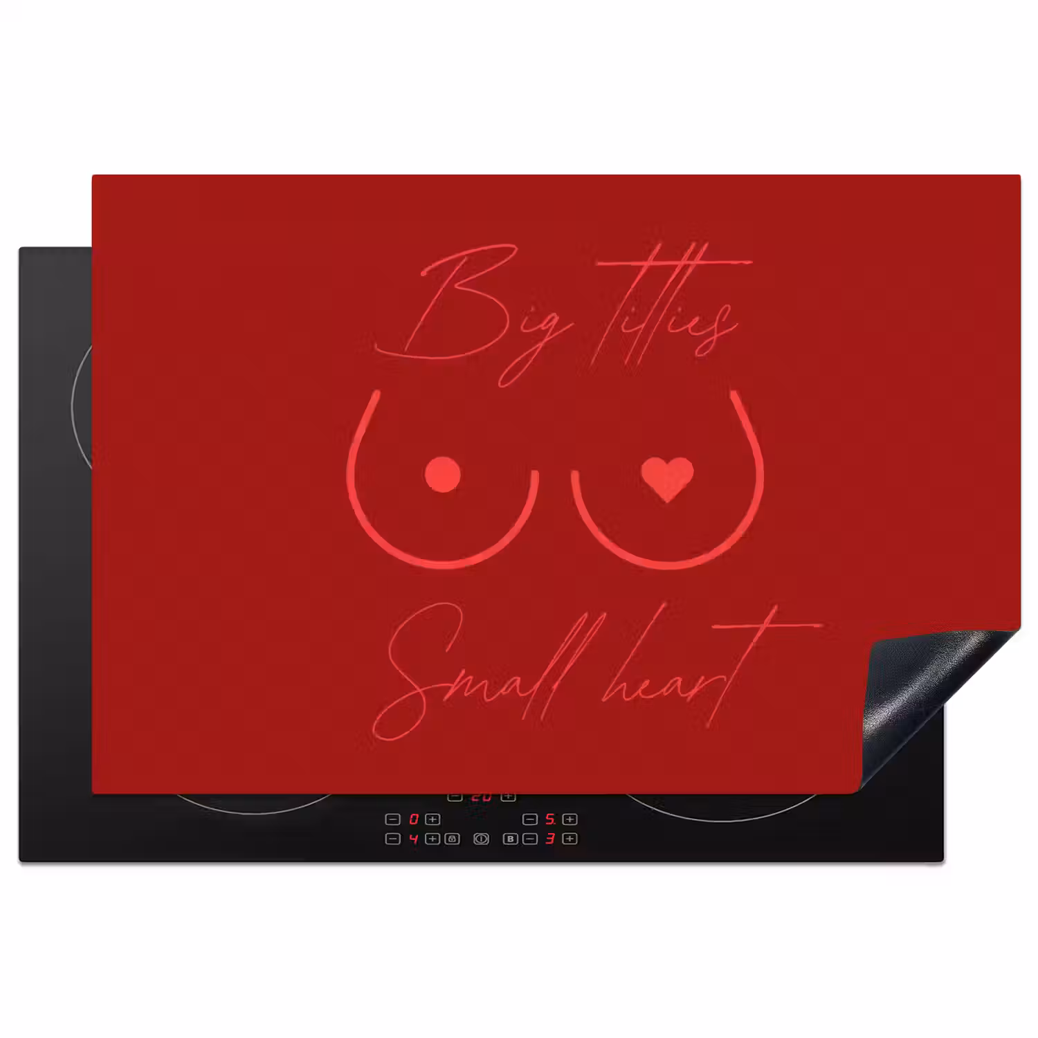 Big titties small heart - Rood - Hart Inductie beschermer vinyl 3mm klein -3d